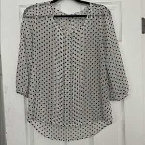 Polka Dot Sheer Blouse - Black and White